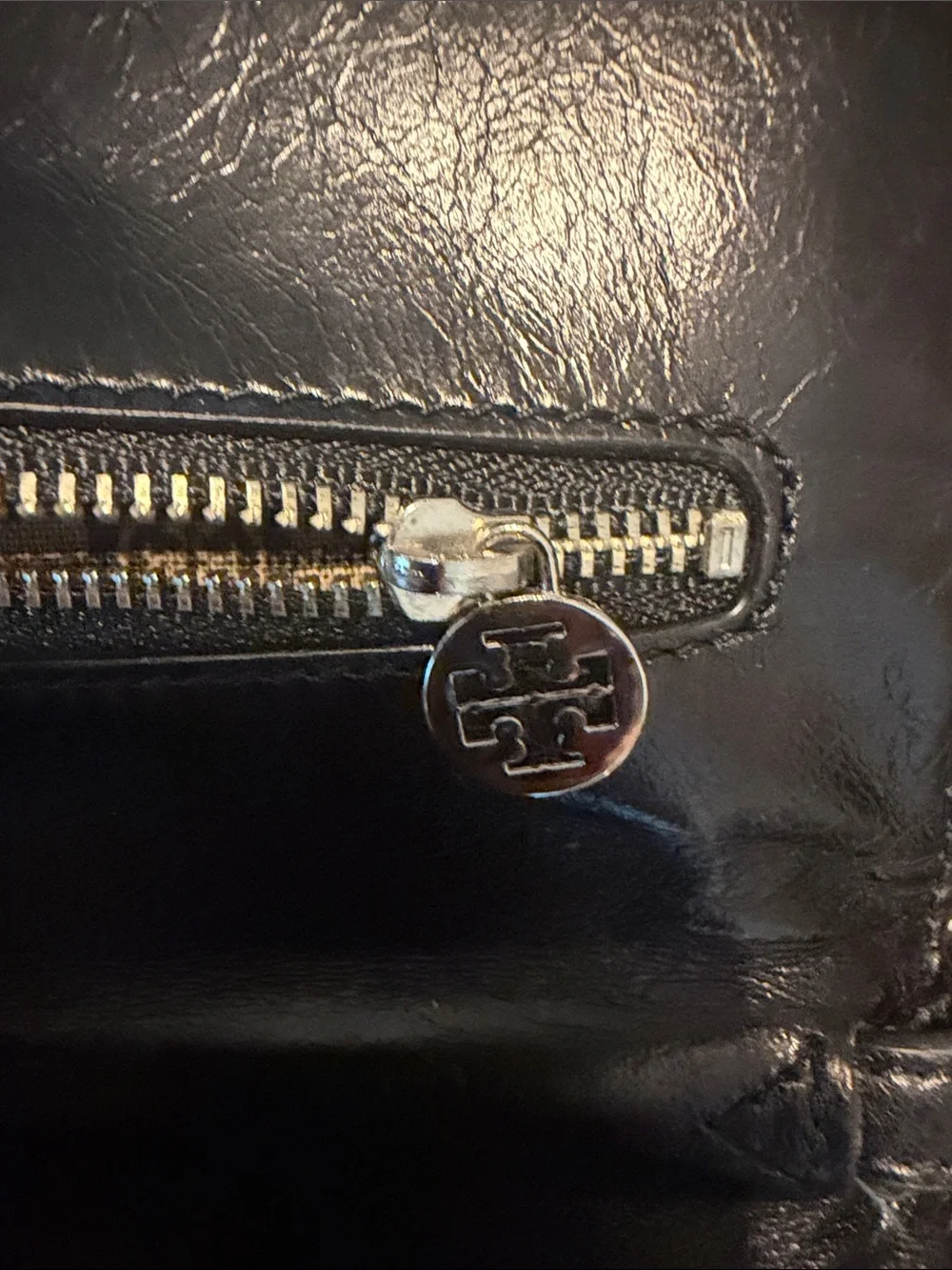 Tory Burch Black Patent Leather Logo Chain Shoulder Bag
